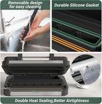 95kPa Vacuum Sealer Machine, Powerful Double Pump 10-in-1 Food Sealing System with Double Heat Seal, Built-in Cutter & Bag Storage, Easy-Lock Handle, Hose, 2 Bag Rolls, Durable Stainless Steel Design
