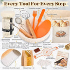 Sourdough Bread Baking Supplies, Sourdough Starter Kit, Bread Proofing Basket, Bread Making Tools Kit, Sour Dough Kit Tools, Sourdough Proofing Basket, Sourdough Kit Gifts for Bakers Women Wife Mom