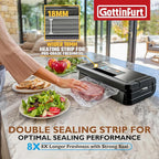 Upgraded Food Vacuum Sealer Machine 95Kpa, 10-in-1 Food Sealer Vacuum with Double Heat Seal for Dry/Moist Food, Handle-Ease Design, Vacuum Sealer Machine for Food Commercial Grade, Black