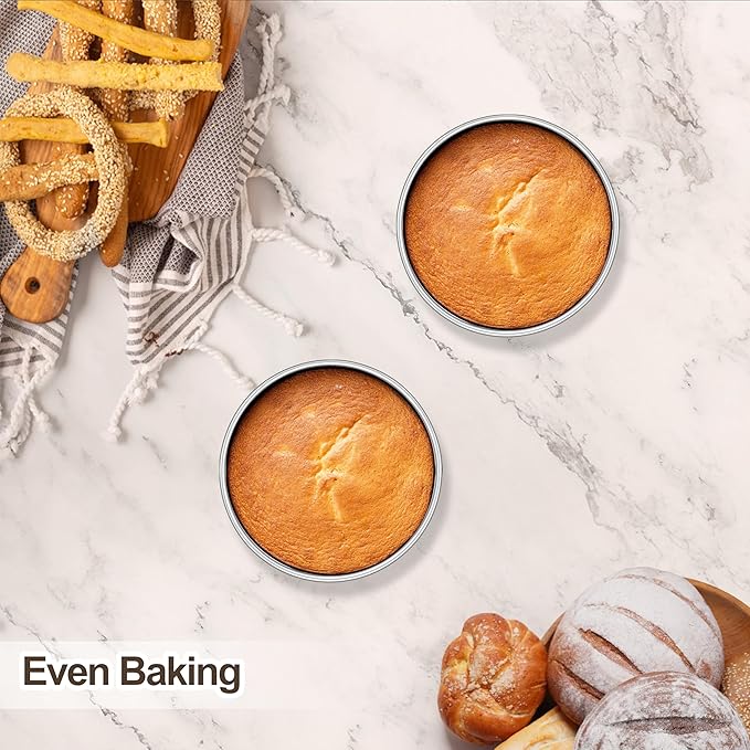 Homikit Mini Round Cake Pan Set of 2, 4 Inch Stainless Steel Small Baking Pans, 2” Deep Layer Smash Cake Tins, Oven & Dishwasher Safe，Non-Toxic & Healthy
