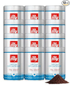 Illy Ground Espresso Coffee, Decaffeinated - Medium Roast - Mild & Balanced - 100% Arabica - Pre-Ground for Espresso - Pressurized Packaging Sealed for Freshness- 8.8oz (Pack of 12)