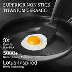 KITEXPERT Non Stick Frying Pans Set, Titanium Ceramic Pan with Lids, Nonstick Skillet Stainless Steel, PFAS PFOA & PTFE Free, Dishwasher & Oven Safe, All Cooktops Compatible, 3 Piece (8, 10, 12")