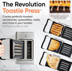 Revolution (Bundle) R180 Connect Touchscreen Smart Toaster + Toastie Press – Choose from 6 Bread Types, 7 Browning Levels, & Toastie Press Mode (Black, 2-Slice)