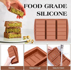 2 Pcs Chocolate Bar Mold Deep Dubai 0.85 Inch Stuffed Chocolate Molds Silicone Large Break Apart Silicone Molds (10 Snap + 5 Snap）