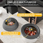 Collapsible Microwave Splatter Cover - Vented Silicone & Glass Lid with Easy-Grip Handle, Fits 6 to 10 Inch Plates & Bowls, 10.8 Inch Diameter, Prevents Splatters & Ensures Even Heating