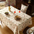 ISAENNE Designer Floral Linen Small Square Tablecloth,French Off White Elegant Table Cloth,Washable Home Decor Tablecloths for Dining Thanksgiving Kitchen Christmas Party,55"*55"-Grace B