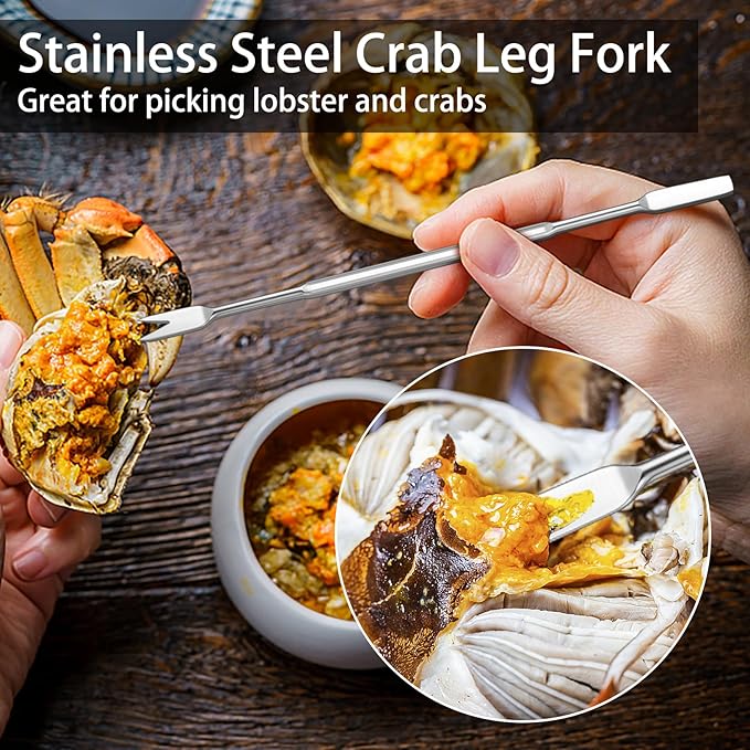 Seafood Cracker Tool Set With Lobster Sheller Stainless Steel Crab Crackers Crab Leg Fork Seafood Scissors And Storage Bag, Crab Leg Pick Utensils Set Crab Eating Tools (24Pcs)