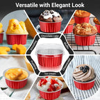 EUSOAR Cupcake Liners Aluminum with Lids, 100Pcs 5oz 125ml Aluminum Foil Muffin Liners Cups, Disposable Aluminum Foil Cupcake Baking Cups Ramekins Holders Cases Boxes Pans with Lids