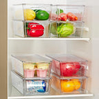 Vtopmart 12pcs Clear Organizers and Storage Bins with Lids, Stackable Plastic Storage Containers with Handles for Fridge, Freezer, Pantry, Cabinet, Kitchen Organization