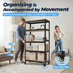 HOMEDANT House 5-Tier Metal Rolling Cart Shelf Rack Casters Heavy Duty Laminated Wheel Shelving Unit Adjustable Utility Storage Shelves Organizer Shelf Kitchen Garage 24.4" W x 16.5" D x 62.2" H 4Pack