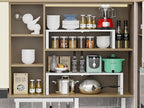 Adjustable Expanable Stackable Spice Rack Shelf Pantry Storage Organizer for Kitchen Cabinet,Countertop,Bathroom and More.Space is no Longer Limited(1Pack/White/Medium)