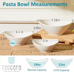 Teocera 6 Inch Ceramic Breakfast Bowls Set of 6, 10 Ounce Small Yogurt Bowls for Salad, Soup, Dessert, Microwave & Dishwasher Safe - White