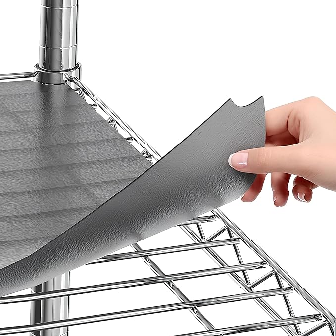 Shelf Liners for Wire Shelf System: Set of 5 in Graphite: 24 x 60 inch: Plastic Wire Shelving Shelf Mats