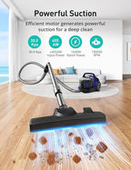 Aspiron Canister Vacuum Cleaner, 30Kpa Bagless Vacuum Cleaners, 3.7QT Large Dust Cup, Double HEPA Filter, Retractable Cord, 1600W Lightweight Vacuum Cleaner with 5 Tools for Hard Floors, Navy