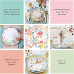 Kate Aspen Garden Blooms 62pc Paper Plates Napkins, 16pcs 7 inch & 16pcs 9 inch Heavy Duty Disposable Party Plates, 30pcs 6.5 inch Durable Paper Napkins for Bridal Shower, Baby Shower, Wedding Party