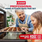 BAKKEN 6-Piece Kitchen Baking Pan Set - Commercial Grade Carbon Steel Bakeware, With Nonstick Coating, Stackable and Space-saving Design, PFOA, PFOS, PTFE Free, Oven Safe Tray (Up To 450°F), Brown