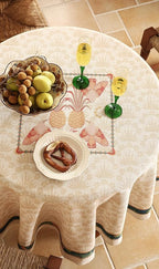 patdrea Designer Vintage Small Round Table Cloth,French Tropical Style Breathable Linen Tablecloth,Table Cover Cloth for Kitchen Dining Christmas,Thanksgiving,Diameter 55"-Pineapple a