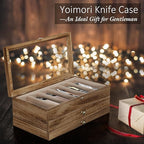 Knife Display Case, 3-Layer Pocket Knife Case Display & Storage Knives, Solid Wood Knife Case for Collections, Gift for Boyfriend Fathers Day Birthday Gifts(Brown)