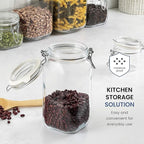 Bormioli Rocco Fido Glass Jars - 50.75 oz Large Airtight Container with Clamp Lids & Rubber Seals, BPA-Free Glass Canisters for Pantry Display, Decorative Kitchen Storage, Events & Weddings (Set of 2)