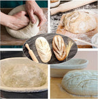 Sourdough Bread Baking Supplies, 2 Pack Banneton Bread Proofing Basket 10 inch Round & 10 inch Oval Proofing Bowls for Sourdough Bread with Liner Making Baking Fermentation Tools