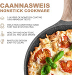 Caannasweis Nonstick Granite Frying Pan Skillet, Non Stick Omelette Fry Pans, Omelet Egg Pan, Stone Cookware Chef's Pan, Induction Compatible, PFOA Free (Gray, 12 Inch with Lid)