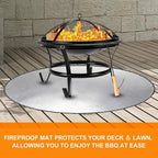 DocSafe 36" Round Fireproof Fire Pit Mat Grill Mat,Heat Insulated 4 Layers Indoor Fireplace Pad Protector for Patio,Deck,Grass,Lawn,Oil-Proof and Reusable and Waterproof,Easy to Clean,Black＆Silver