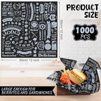 Outus 1000 Pcs 12 x 12 Inch Deli Wax Paper Sheets Grease Resistant Tray Basket Liners Newsprint Paper Water and Grease Proof Sandwich Wrapping Square Hot Dog Wrappers for Food Baking (Black)