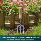Berry&Bird Garden Tool Set- 3PCS Stainless Steel Gardening Tool Sets with Wooden Handle Trowel Weeding Fork & Digging Shovel Hand Tool Kit for Planting, Ideal Gardening Gift for Women & Men