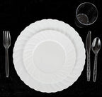 Party Bargains Clear Plastic Cutlery 2160 pcs: 1080 Forks, 720 Spoons, 360 Knives. Argyle Design, Heavy Duty & Solid Disposable Silverware Utensils Combo Pack Set for Weddings, Buffets, Luncheons