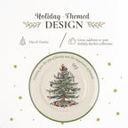 Spode Christmas Tree Sentiment Plate, 10.5-Inch Porcelain Dinner & Appetizer Dish, Holiday-Themed Serving Plate, Microwave & Dishwasher Safe, Festive Collectible Seasonal Dining