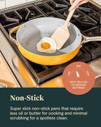 Caraway Deluxe Non-stick Ceramic Cookware Set (16 Piece) Pots, Frying Pans, Lids and Kitchen Storage - PFAS & PFOA Free - Oven Safe Pan Set & Compatible with All Stovetops - Cream