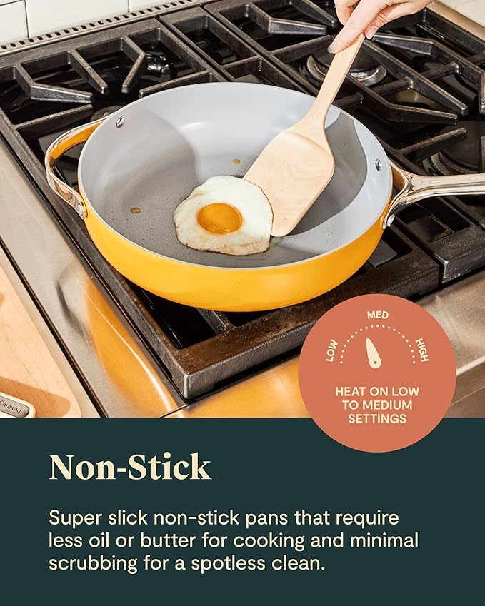 Caraway Deluxe Non-stick Ceramic Cookware Set (16 Piece) Pots, Frying Pans, Lids and Kitchen Storage - PFAS & PFOA Free - Oven Safe Pan Set & Compatible with All Stovetops - Sage