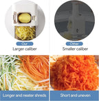 TER Electric Cheese Grater with 5 Blades – 5-in-1 Gourmet Vegetable Shredder for Carrot, Potato & More, 110mm Large Caliber, Built-in Blade Storage Box, Fast & Efficient Grating