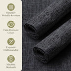 KXN Placemats Set of 8, Dual-Layer Thickened Faux Linen Table Mats, Heat Resistant & Wrinkle-Free, Machine Washable Cloth Place Mats for Kitchen Dining Indoor Outdoor (Dark Grey)