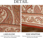 ISAENNE Designer French Red Small Square Tablecloth,Fall Linen Table Cloth with Cashew Pattern,Stain Proof Decor Tablecloths for Dining Thanksgiving Kitchen Christmas,55"*55"-Chauffrey D
