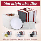 Cakebon Cake Boxes with Boards - 10 Inch Round Cake Drum Silver - Box With Window for Birthdays, Weddings and Parties (1pc Each, 2pcs Total)