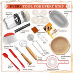Sourdough Starter Kit, Sourdough Bread Baking Supplies, Sourdough Kit Home and Kitchen, Sourdough Bread Basket, Sourdough Starter Jar,Sour Dough Kit Tools,Bread Proofing Basket, Sourdough Jar