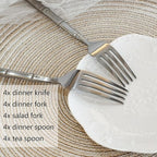Bamboo 20-Piece Silverware Set, Stainless Steel Flatware Set, Cutlery Set Mirror Polished, Dishwasher Safe, Service for 4