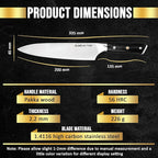 SliceElite Slice Series 8 Inch Chef Knife High Carbon German Steel Blade Pakkawood Handle Dual Sheath Sharp Cooking Knife for Meat Cleaver BBQ Kitchen Knife for Slicing Chopping Cutting Carving Tool