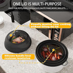 Collapsible Microwave Splatter Cover - Vented Silicone & Glass Lid with Easy-Grip Handle, Fits 6 to 8 Inch Plates & Bowls, 9 Inch Diameter, Prevents Splatters & Ensures Even Heating