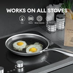 COOKING KING 12-Inch Stainless Steel Pan, Hybrid Nonstick Frying Pan, Skillet, 3-Ply Clad Cookware, Even Heat Distribution, Dishwasher & Oven Safe, with Stay-Cool Handle, Induction Compatible