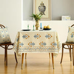 ISAENNE Designer French Pale Yellow Extra Long Rectangle Table Cloth,Linen Floral Tablecloth,Wrinkle Resistant Decor Tablecloths for Dining Thanksgiving Banquet Kitchen Party,63"*110"-Estevan A