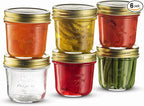 Bormioli Rocco Quattro Stagioni 6.75 oz Glass Preserving Jar (Set of 6) - Wide‑Mouth Twist‑Top Canister with Airtight Seal - Bee embossed Storage & Serving Vessel - Made in Italy, BPA‑Free