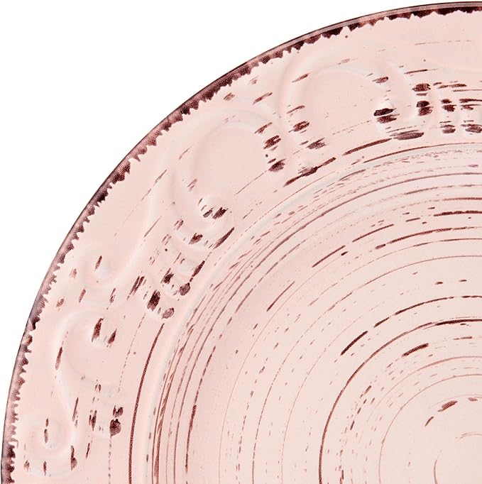 Pfaltzgraff Trellis Pink 12 Piece Dinnerware Plate Bowl Set, Service for 4