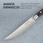 Messermeister Avanta Damascus Forged 5” Fine Edge Steak Knife Set - Rust Resistant & Easy to Maintain - Includes 4 Steak Knives
