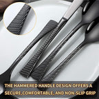 Lemeya Hammered Black Silverware Set for 8,Stainless Steel 40-Piece Modern Cutlery Set,Mirror Polished Heavy Duty Flatware Set Utensil Set,Knives Spoons and Forks Set,Dishwasher Safe