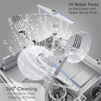 Hermitlux Countertop Dishwasher, 5 Washing Programs Portable Dishwasher With 5-Liter Built-in Water Tank, No Hookup Needed