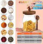 Glass Food Storage Jar with Lids Spoon Glass Coffee Canister Borosilicate Glass Food Containers for Ground Coffee Beans Nut Pasta Sugar Candy Spice Rice Tea (400ml/13.5oz-1 Pcs-with spoon)