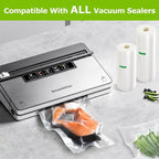 Bonsenkitchen Vacuum Sealer Bags Rolls, 11in x 50ft & 8in x 50ft Durable Food Sealer Bags, Commercial Grade, Heavy Duty, BPA Free, Seal a Meal, Great for Food Storage & Sous Vide Cooking, VB25