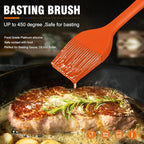 Walfos Silicone Basting Pastry Brush, Heat Resistant Pastry Brush Set, Strong Steel Core and One-Pieces Design, Perfect for BBQ Grill Kitchen Cooking, BPA Free and Dishwasher safe, 2 Pcs (orange)